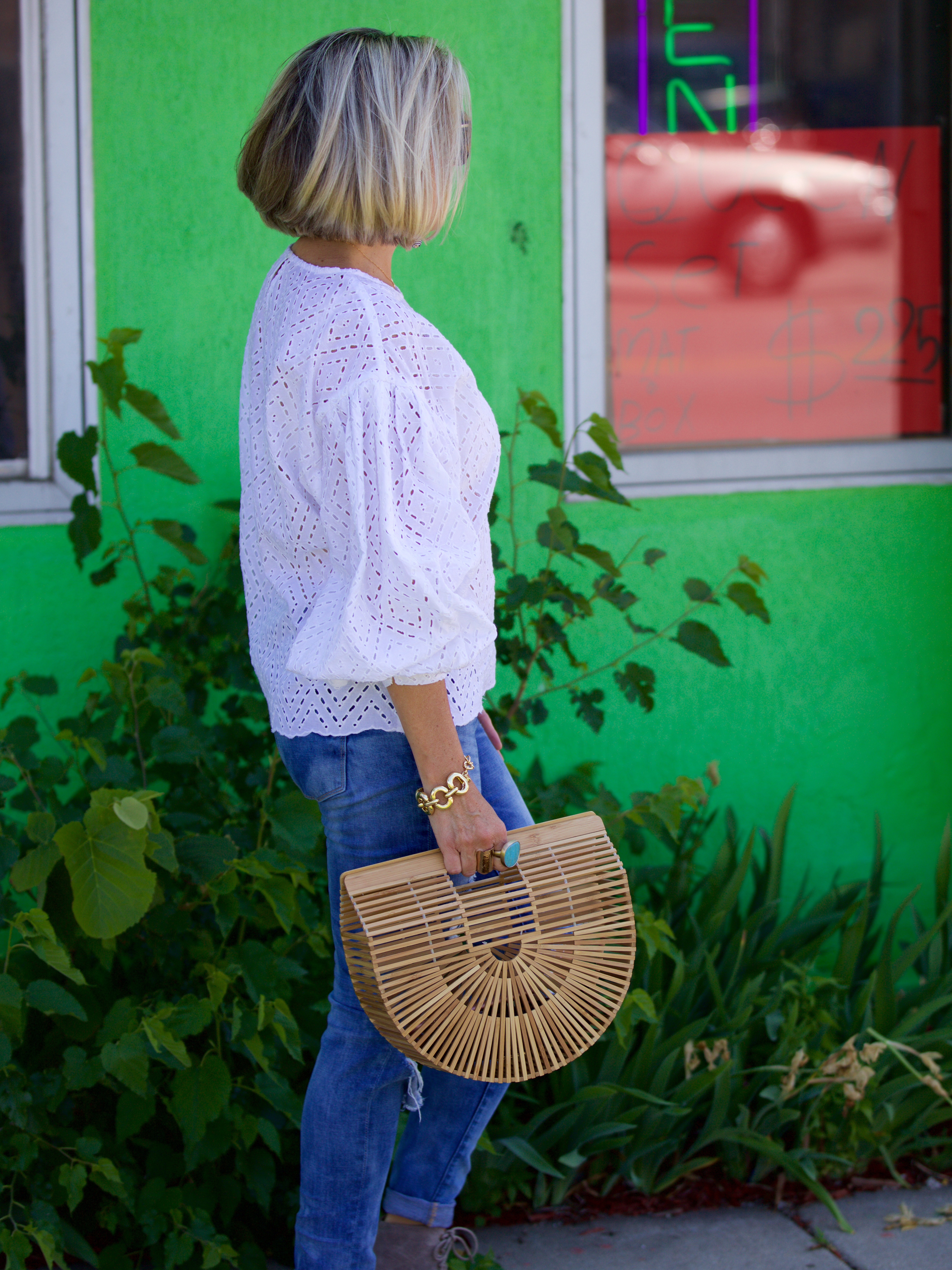 Geometric Eyelet Top