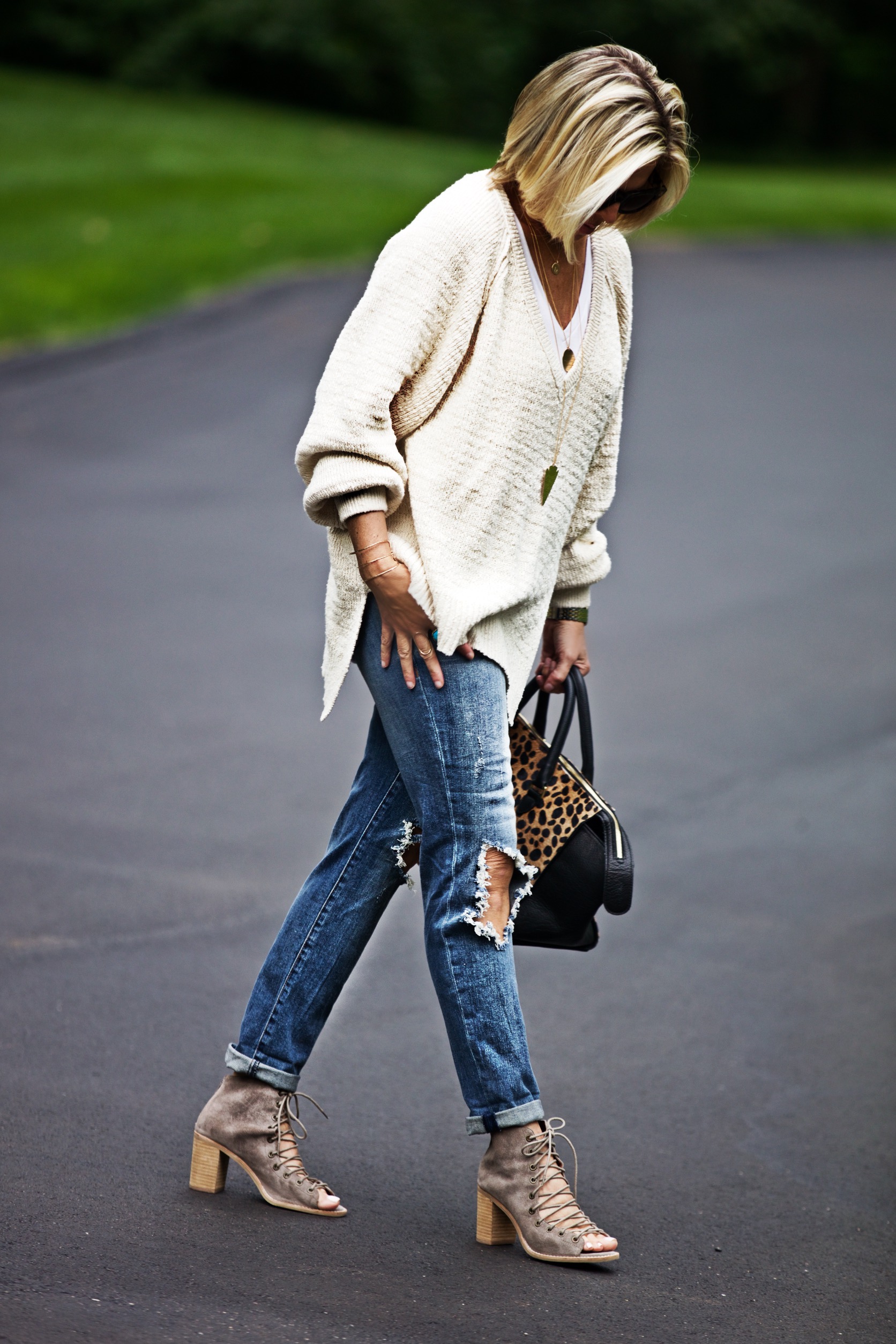 Perfect Nubby Knit Sweater To Transition To Fall