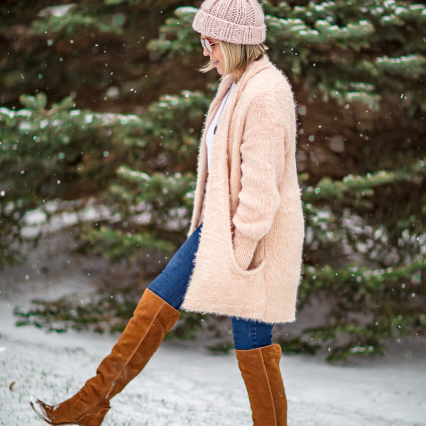 Blush Fuzzy Anthropologie Cardigan