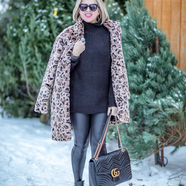 Finding the perfect leopard faux fur coat & leggings