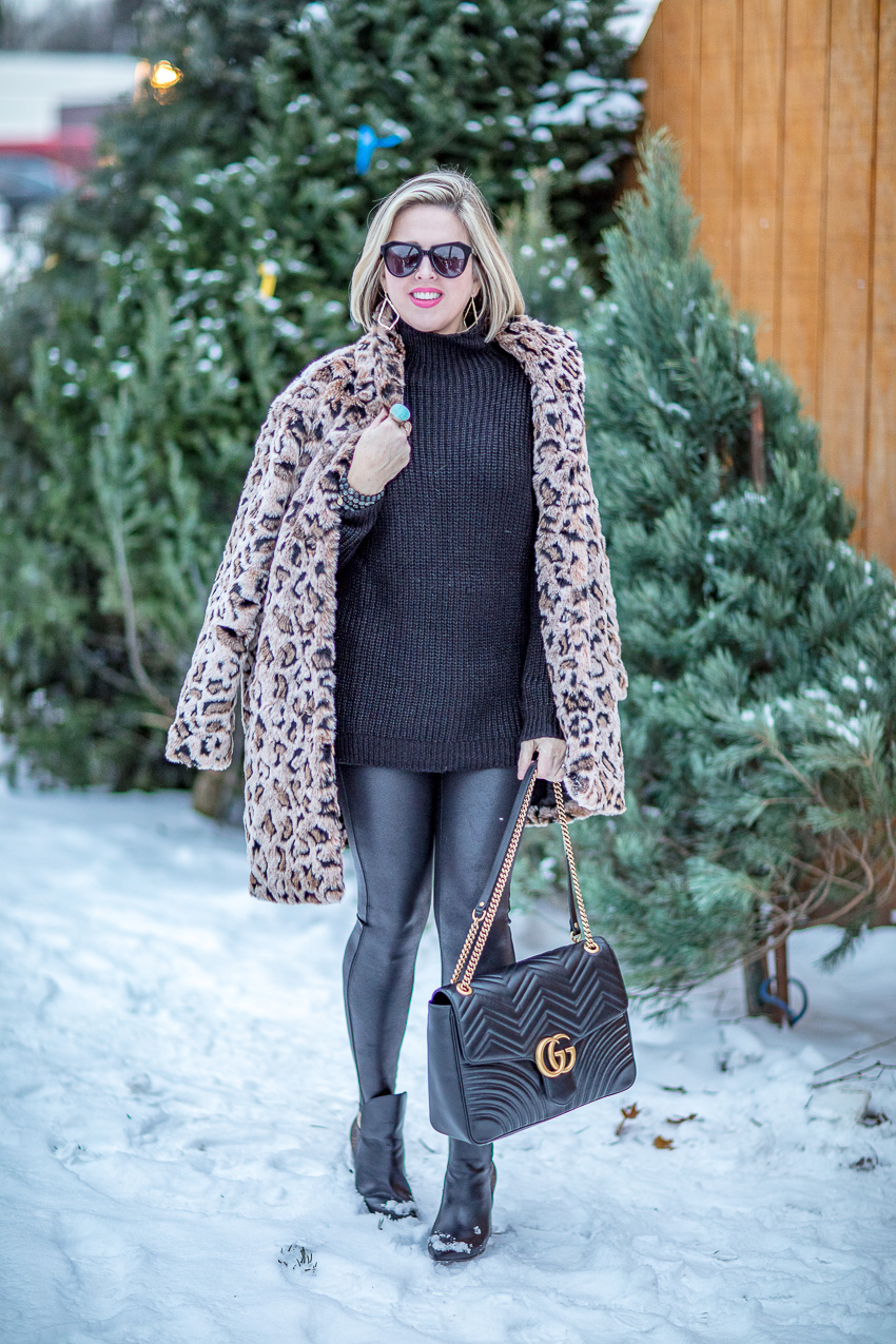 Finding the perfect leopard faux fur coat & leggings | Dawned On Me