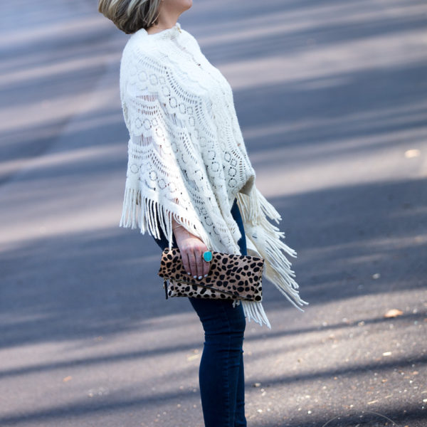 Anthropologie Fringed Lace Poncho + my must have booties