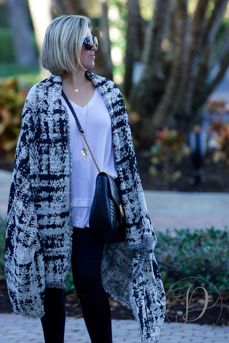 The Ultimate Layering Piece: Black & White Scarf on Sale! | Dawned On Me