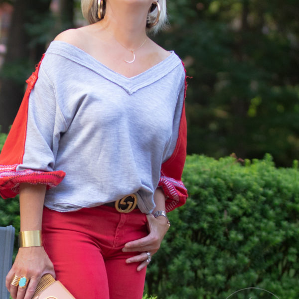 RED DENIM FOR A GREAT FOURTH OF JULY LOOK